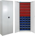 HEMMDAL, Aufbewahrungsschränke, Grau, Flügeltürenschrank mit Sichtlagerkästen, H195xB71xT30 cm