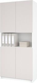 Vladon, Homeoffice-Schränke, 82 x 184 x 37 cm, Weiss, Büroschrank Rivo, Made in Germany, Aktenschrank mit 4 geriffelten Türen & Soft-Close