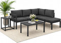Mucola, Gartenmöbel-Set, Anthrazit, Gartenmöbel Set Ecklounge Aluminium mit Hocker und Tisch