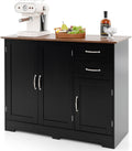 COSTWAY, Sideboard, 100 x 40 cm, Schwarz, Küchenschrank mit Arbeitsplatte, Buffetschrank mit Türen & Schubladen & verstellbaren Ablagen