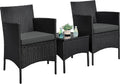 Yaheetech, Unterhaltungssets, Schwarz/Grau, Balkonmöbel Set, 3TLG Gartenmöbel Terrassenmöbel aus PE-Rattan