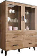 Mirjan24, Vitrine, Eiche/Schwarz, Lotta II 120 2D4S, Stand im skandinavischen Stil, nschrank, Glas, Hochschrank
