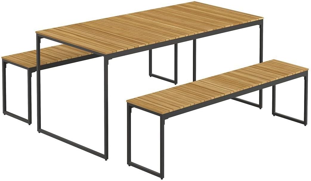 OUTLIV, Essgruppe, 160x78x75 cm, Schwarz, . Floris Sitzgruppe Gartenmöbel-Set, 3-teilig