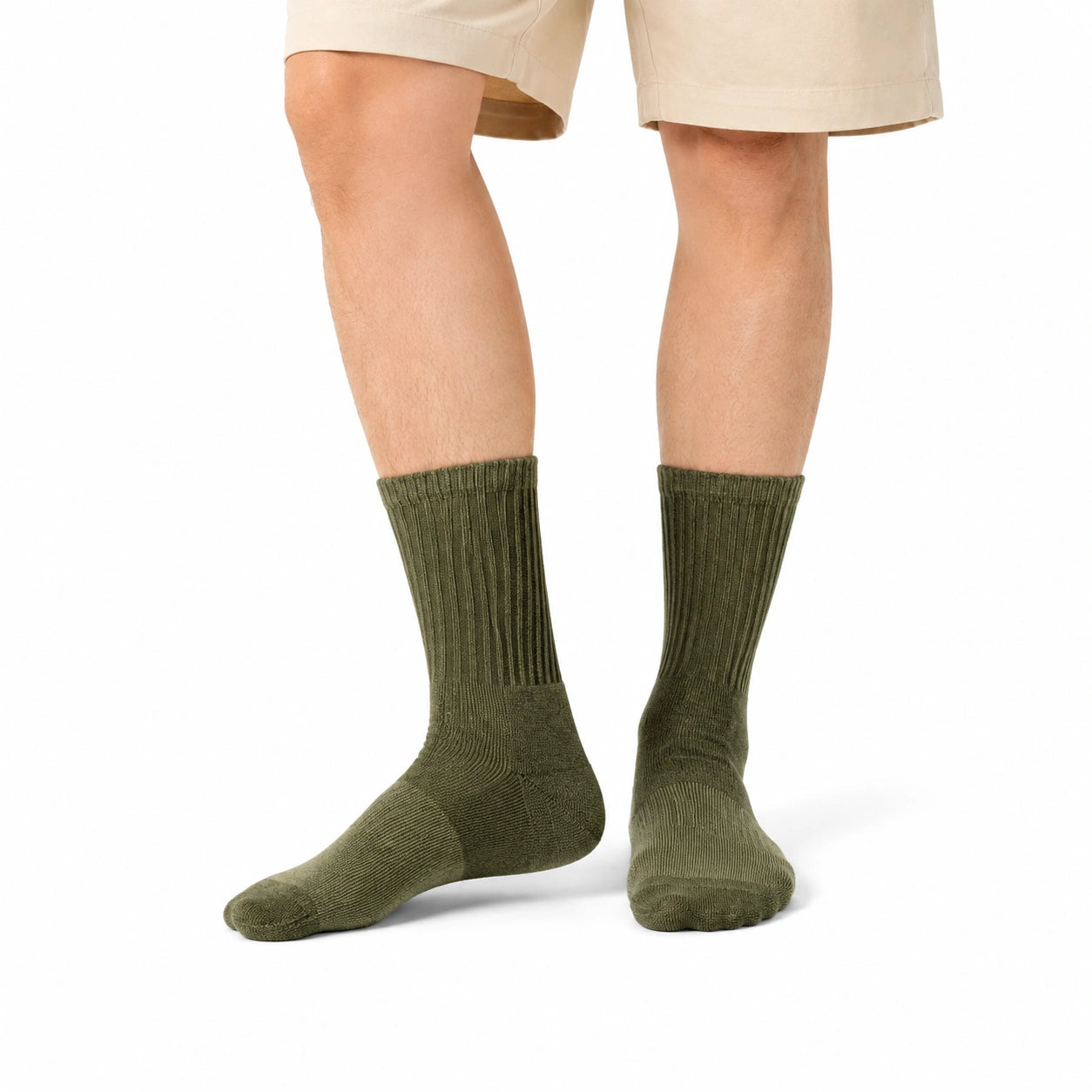 Socken 35-38 olivgrün aus Textil gerippt für Alltag und Freizeit