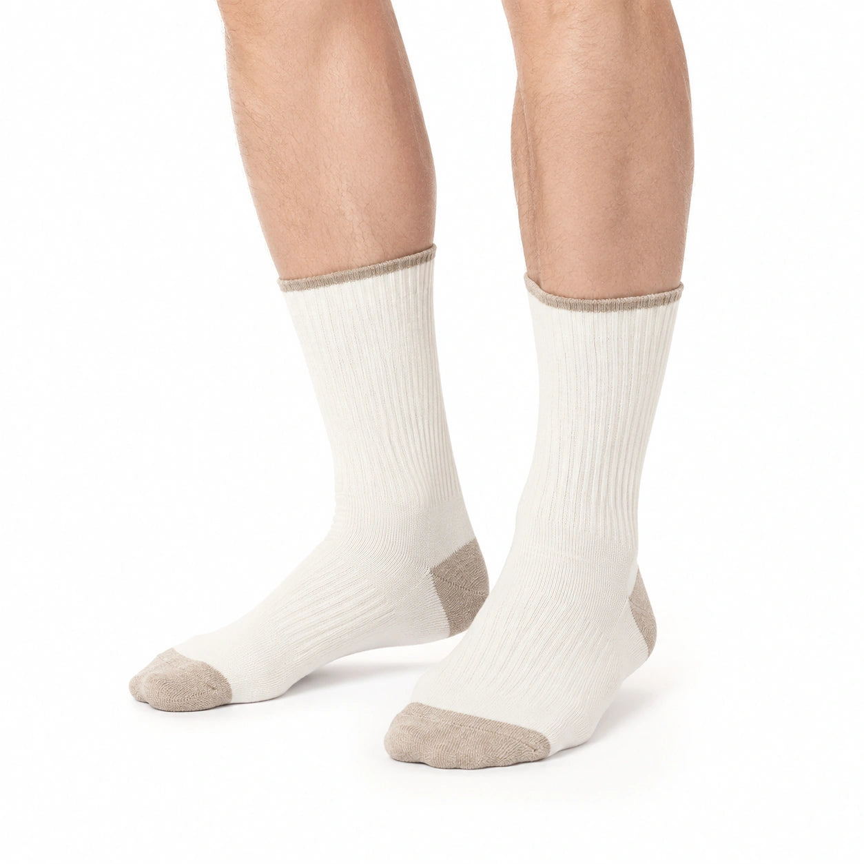 Socken Größe 35-38 aus Textil in Cremebeige gerippt für Alltag