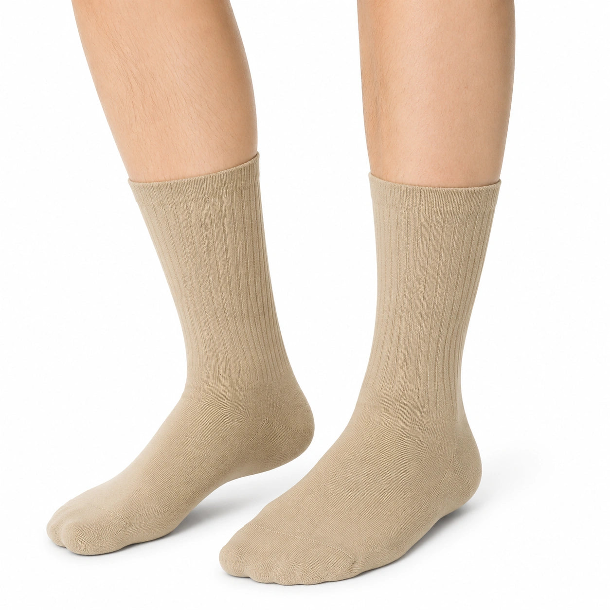 Socken Größe 35-38 Beige gerippt für Alltag