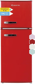 magictec, Kühl-Gefrierkombination, Rot, Retro Kühlschrank mit Gefrierfach