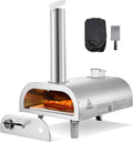 VEVOR, Pizzaöfen, 12 Zoll, Grau/Weiss, Dual-Fuel-Pizzaofen Outdoor, Holzfeuer & Propangas-Pizzaofen