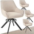 Goeurvant, Esszimmerstühle, Beige, Drehbar 4er Set mit Armlehne, 360°Drehbar Polsterstuhl Leinen Modern Drehstuhl
