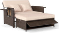 COSTWAY, Liegen, Grau/Braun, Polyrattan Sonnenliege, Gartenliege mit Verstellbarer Rückenlehne
