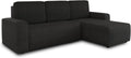 Sofa, Sofnet, Schwarz, Eck Roma L mit Schlaffunktion und Bettkasten - Cord Stoff -, Polster, Schlaf, garnitur - Ottomane Universal ( (Poso 135))