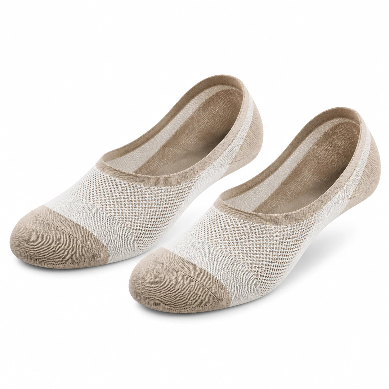 Ballerinasocken Größe 43-46 aus Textilmischung in Beige Weiß mit atmungsaktivem Strickmuster