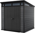 Gerätehaus, Keter, 228 x 223 x 252 cm, Grau, Cortina 7x7 Gartenhaus, modern & wetterfest, EVOTECH™-Material, Doppeltüren