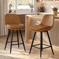 Furnihold, Barhocker, Braun, 2er Set Barstuhl mit Fussstütze Küche Thekenhocker Modern