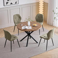 HJhomeheart, Essgruppe, 100 cm, Grün, Esstisch und Stuhlset, Runder Esstisch und 4 Moderne Leinenstühle, für Esszimmer