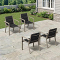 TRIUMPHKEY, Esszimmerstuhl, Braun, Gartenstühle Stapelbar, 4er Set Aluminium Gartenstuhl mit Armlehnen, Garten Stapelstühle