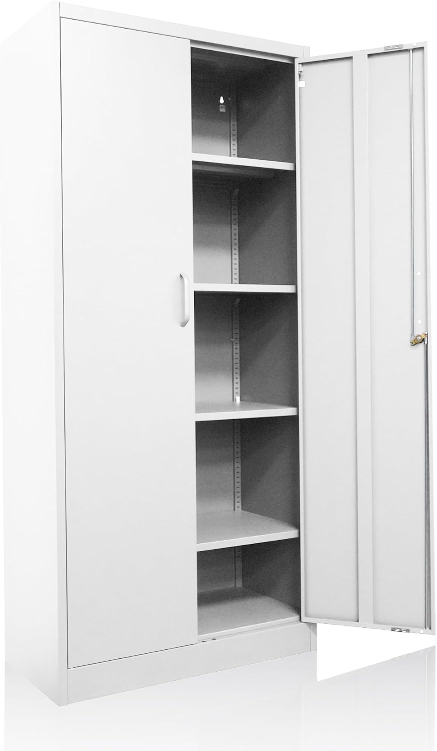 Ondis24, Aktenschränke mit Vertikalauszug, Weiss, Aktenschrank, Mehrzweckschrank, Schloss, verstellbare Ablagen