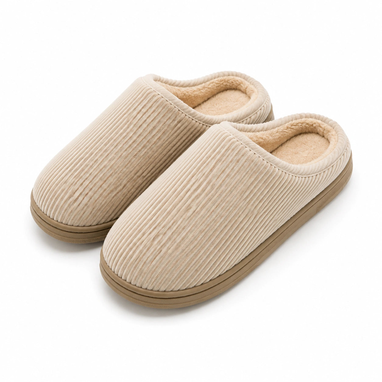 Hausschuhe 40/41 aus Textil in Beige mit Fleecefutter und rutschfester Sohle