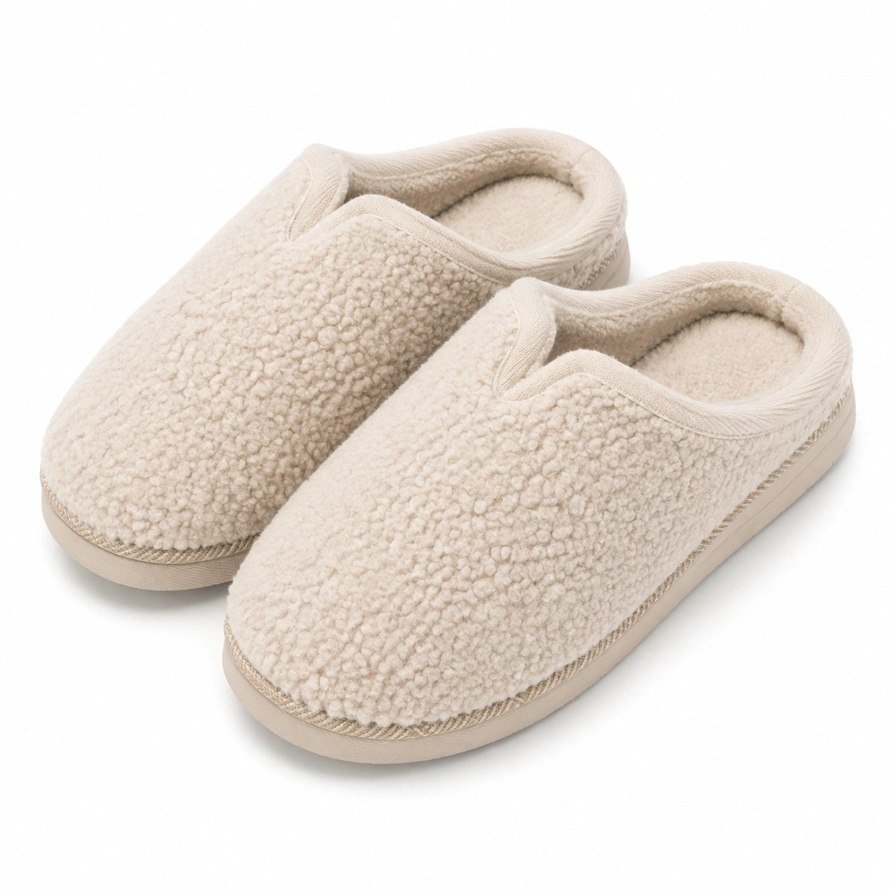 Hausschuhe Größe 42/43 aus Textil in Creme mit Teddyoberfläche