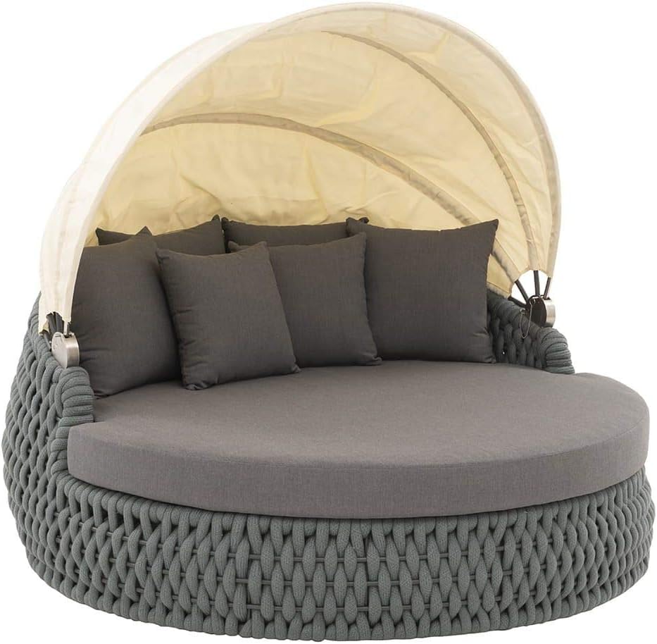 OUTLIV, Liegen, 186x200x85 cm, Grau, . Loungemöbel, Aluminium / Polyrattan