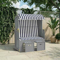 Bendmaxx, Liegen, 115x55x156 cm, Poly Rattan, Stoff (100 % Polyester), massives Tannenholz, Sperrholz, Blau/Weiss
