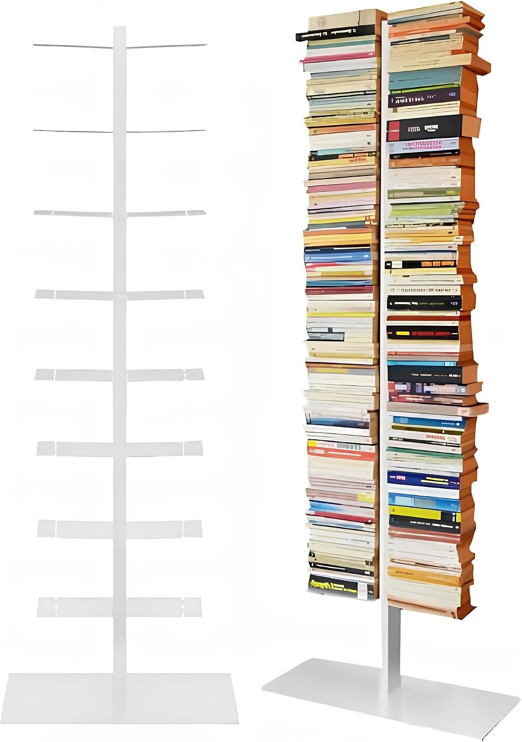 Radius, Bücherregal, 170 cm, Weiss, Design Booksbaum Doppel Stand Gross, Standregal aus pulverbeschichtetem Stahl