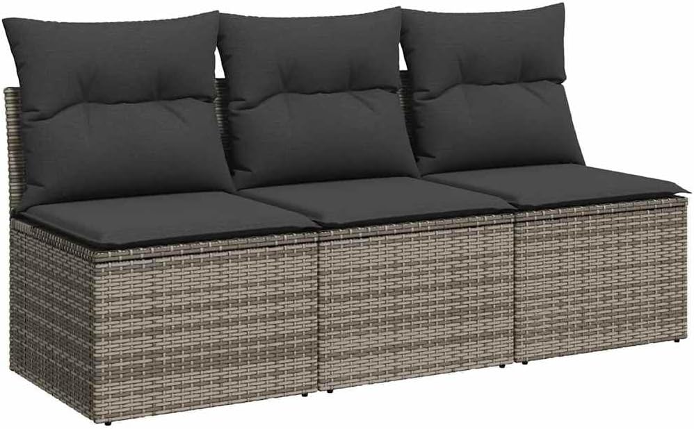Sofa, vidaXL, Grau, Garten mit Kissen 3-Sitzer Poly Rattan