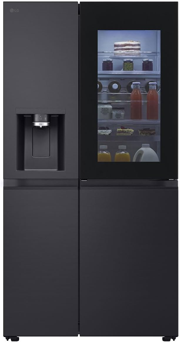 LG, Kühl-Gefrierkombination, 628 L, Schwarz, GSXE91EVAD Side-by-Side Kühlschrank mit Gefrierfach (, Energieklasse D) mit InstaView