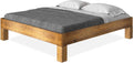 moebel-eins, Bett, 140 x 220 cm, Grau/Braun, CURBY 4-Fuss- ohne Kopfteil, Material Massivholz, rustikale Altholzoptik