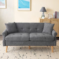 Merax, Sofa, 162 cm, Grau, 2 Sitzer Klein Couch, Polster aus Chenille-Stoff Modern Mini mit dicken Kissen, massiven Holz legs