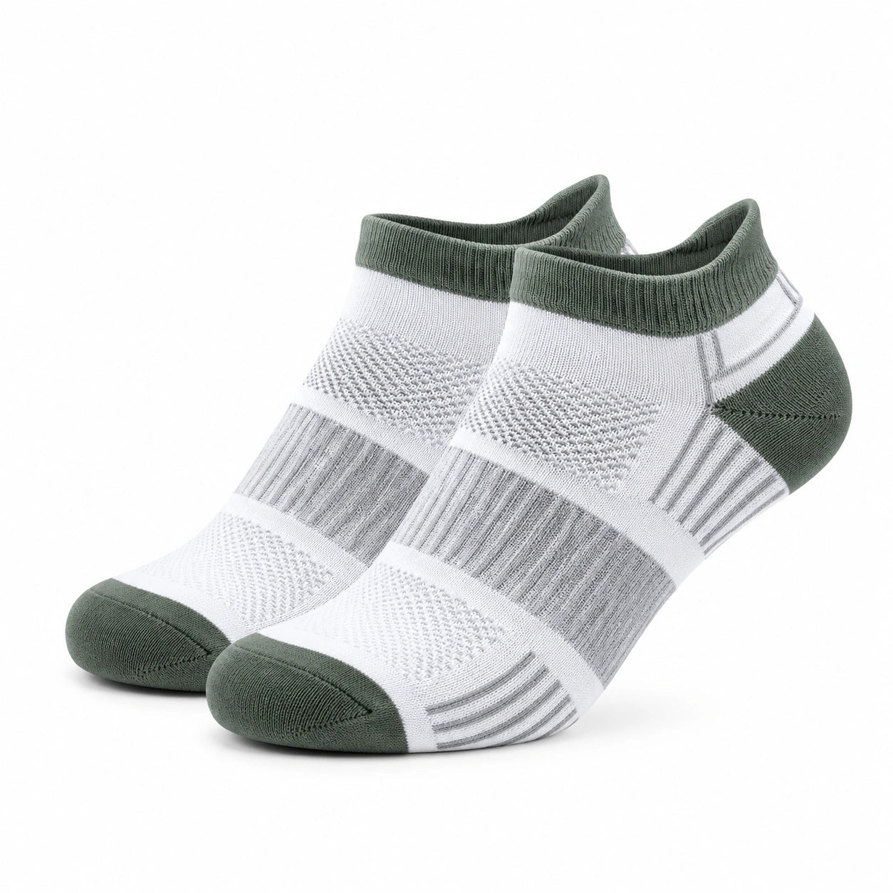 Sportsocken 35-38 aus Textil Weiß Grau Grün mit gepolsterten Zonen