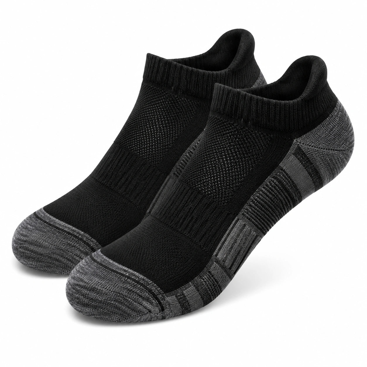 Sportsocken Größe 39-42 aus Stricktextil Schwarz Grau - kurz und atmungsaktiv