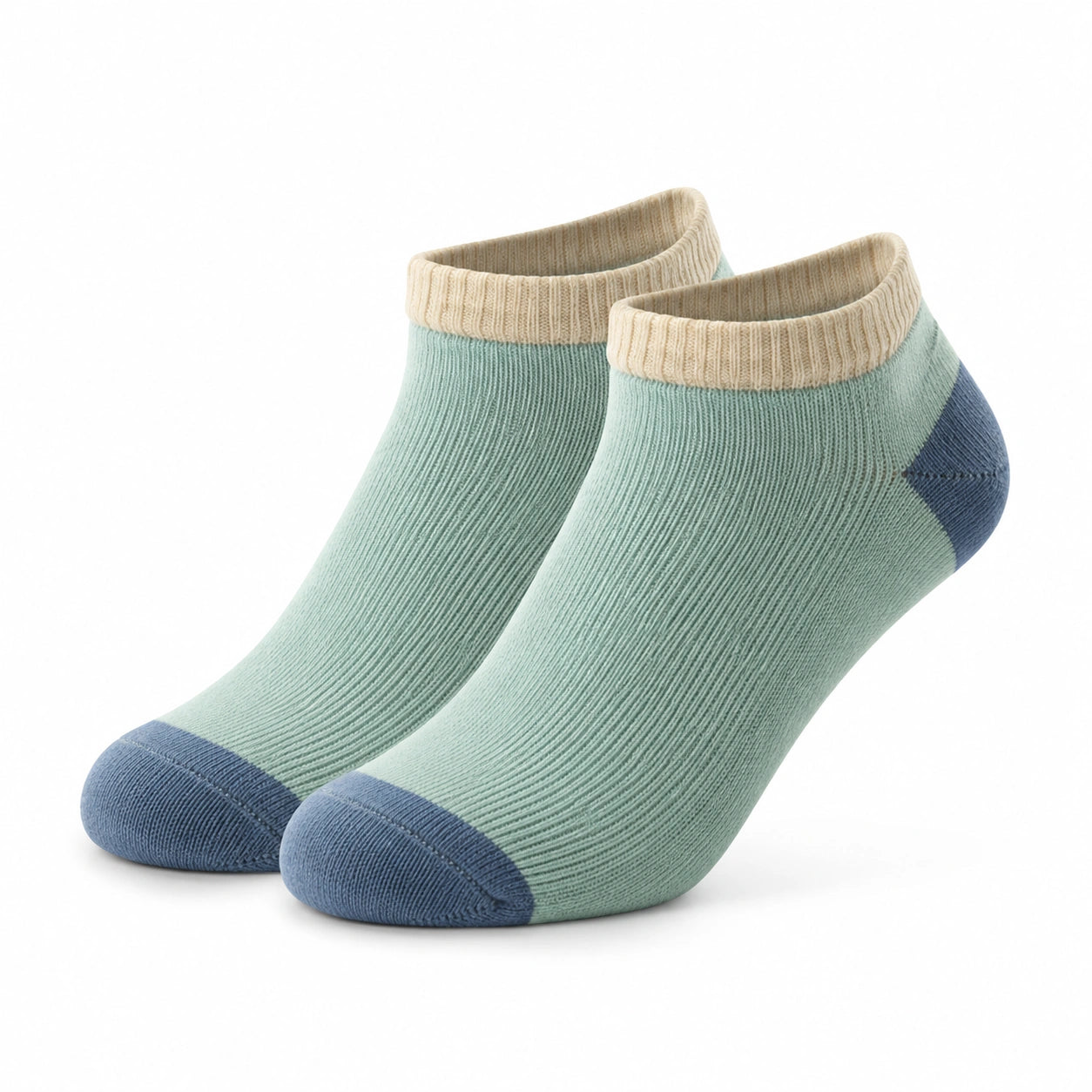 Socken 43-46 aus Textil in Mint Beige Blau für Alltag im gerippten Stil