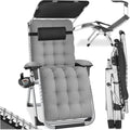 tectake, Liegen, 200 kg, Hellgrau, ® Sonnenliege klappbar, Liegestuhl, Gartenliege mit Sonnendach, Outdoor Sessel für Balkon oder Garten