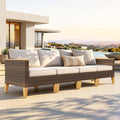 PHI VILLA, Gartenmöbel-Set, Beige/Braun, 4‑Sitzer Rattan Gartenmöbel Set Balkonmöbel, Lounge Möbel Outdoor Gartenlounge Set