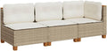 Sofa, Gecheer, Beige, Garten mit Kissen 3-Sitzer Poly Rattan, UV-beständig und wasserdicht, dick gepolsterte Sitzkissen