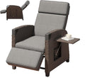 Amopatio, Liegen, Grau/Dunkelbraun, Relaxliege Liegesessel, Rattan Sonnenliege mit Verstellbar Rückenlehne und