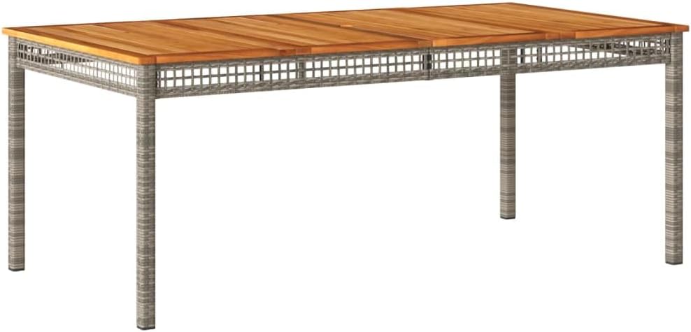 vidaXL, Esstisch, 180x90x75 cm, Grau, Gartentisch Poly Rattan Akazienholz