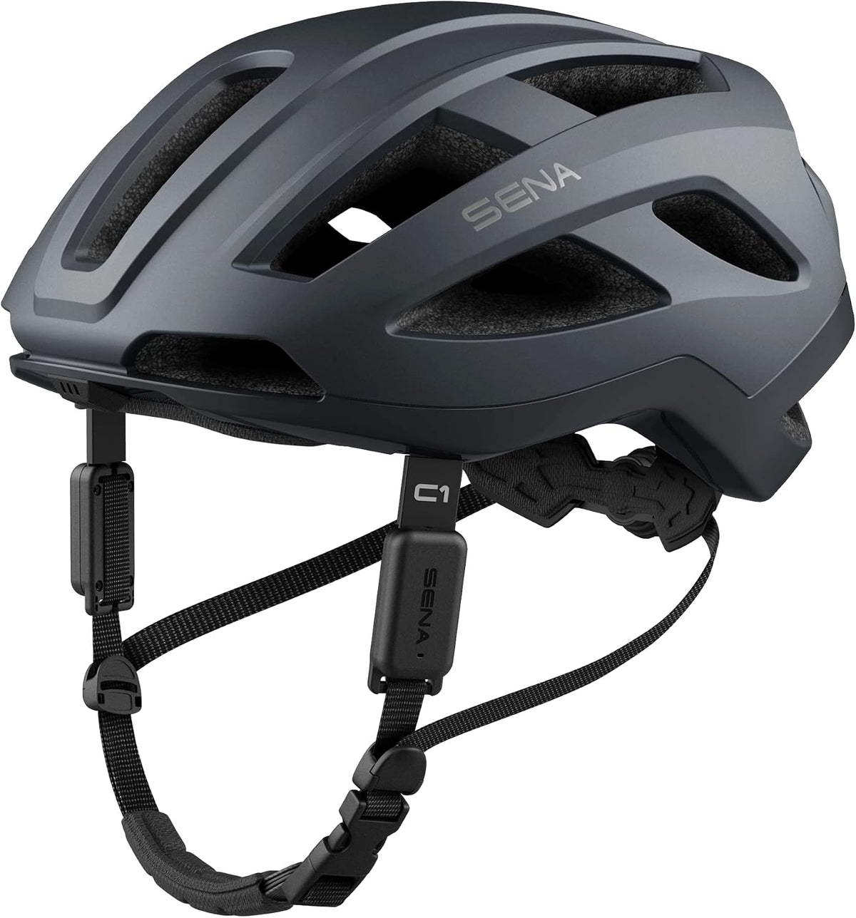 Sena, Allround-Helme, Grau/Schwarz, C1 Smart Helm mit Bluetooth Gegensprechanlage und, GPS und Telefonanrufe