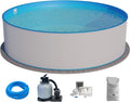 Planet Pool, Stahlrahmenpool, 600x120 cm, 0,6 mm, Weiss/Blau, Stahlwand Set rund Bermuda, Stahl weiss, Folie blau