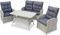 Green Spirit, Essgruppe, Grün/Grau, Garten Sitzgruppe Monte Carlo - Grau, Polyrattan, für 4 Personen, Sicherheitsglas