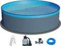Planet Pool, Stahlrahmenpool, 450x120 cm, 0,4 mm, 0,3 mm, Anthrazit/Blau, Stahlwand Set (5-teilig) rund, Stahl anthrazit