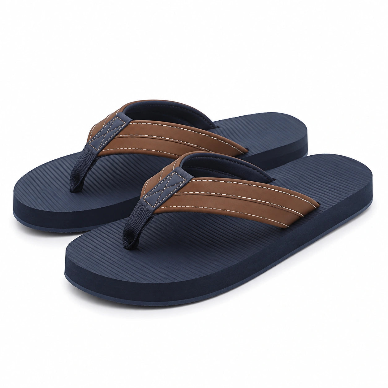 Flip-Flops Größe 42/43 aus Synthetik in Dunkelblau Braun für Freizeit und Strand