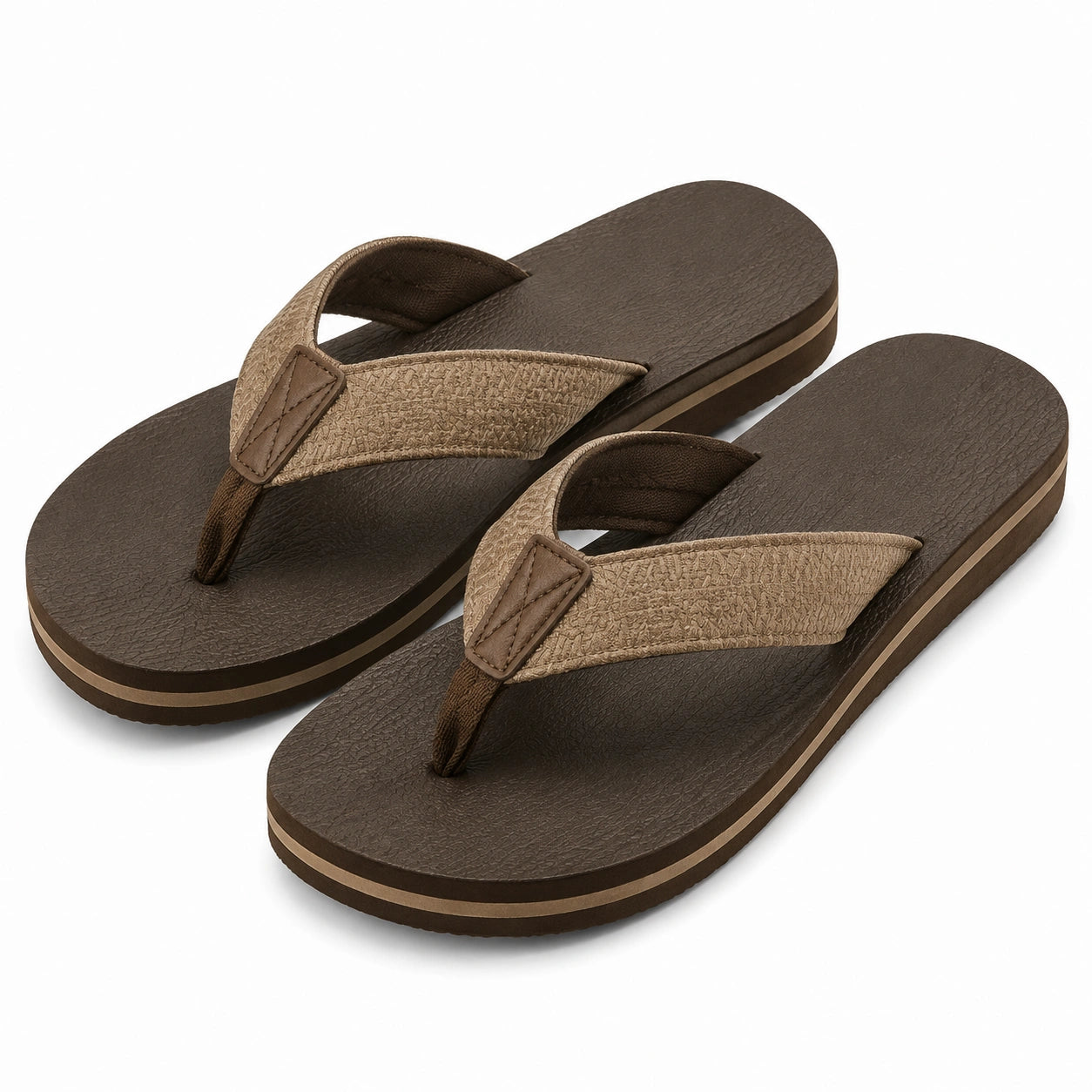 Zehentrenner Größe 42/43 Braun mit Textilriemen für Freizeit und Strand