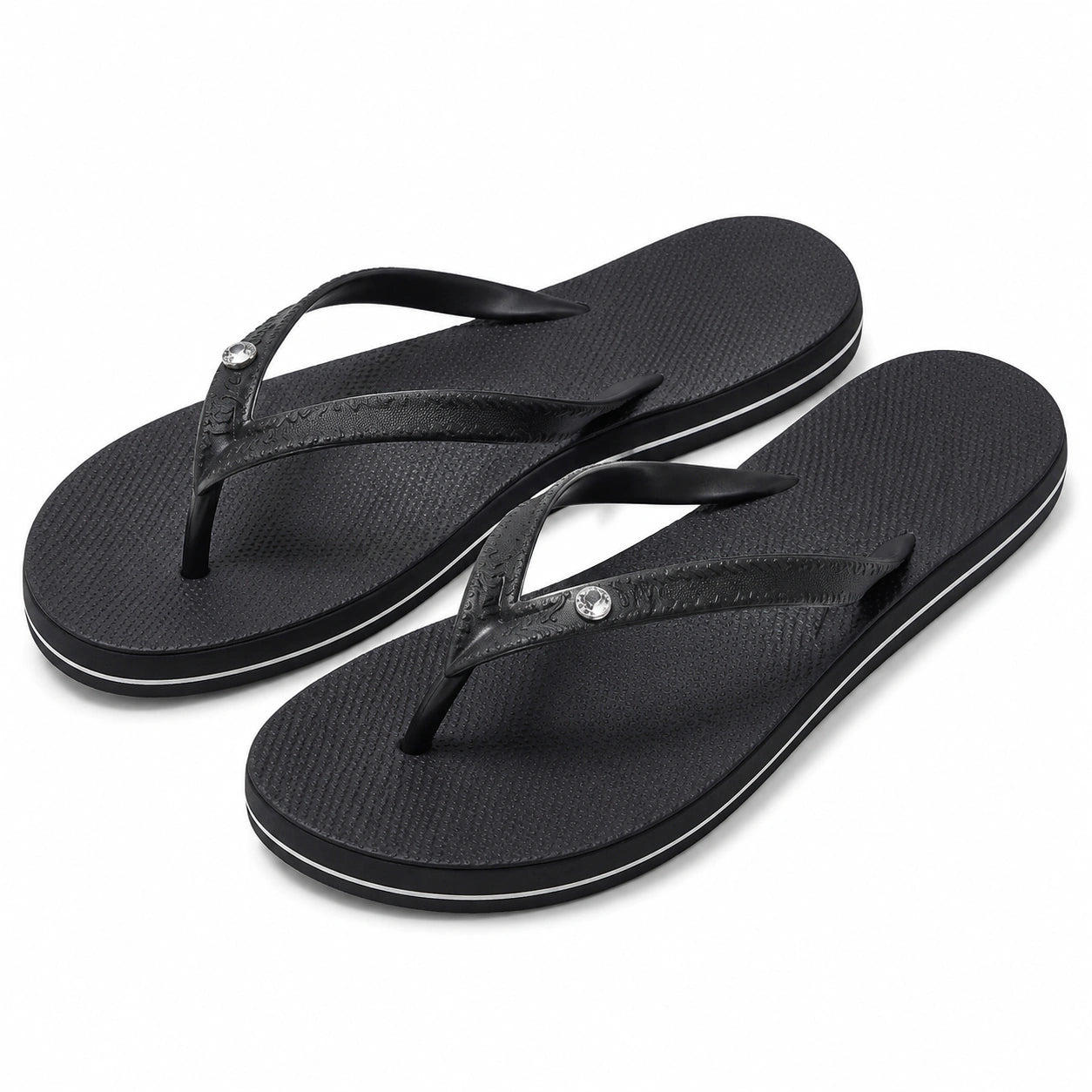 Zehentrenner 38/39 aus Kunststoff Schwarz mit strukturierter Sohle für Freizeit und Strand