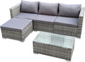 SVITA, Essgruppe, Grau, Queens Gartenlounge 5-teilig Polyrattan Lounge Set