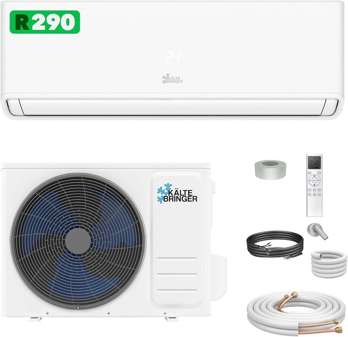 Kältebringer, Split-Klimaanlage, 2,8 kW, Grau, ® Split Klimaanlage 9000 BTU - Ohne F-Gas, R290