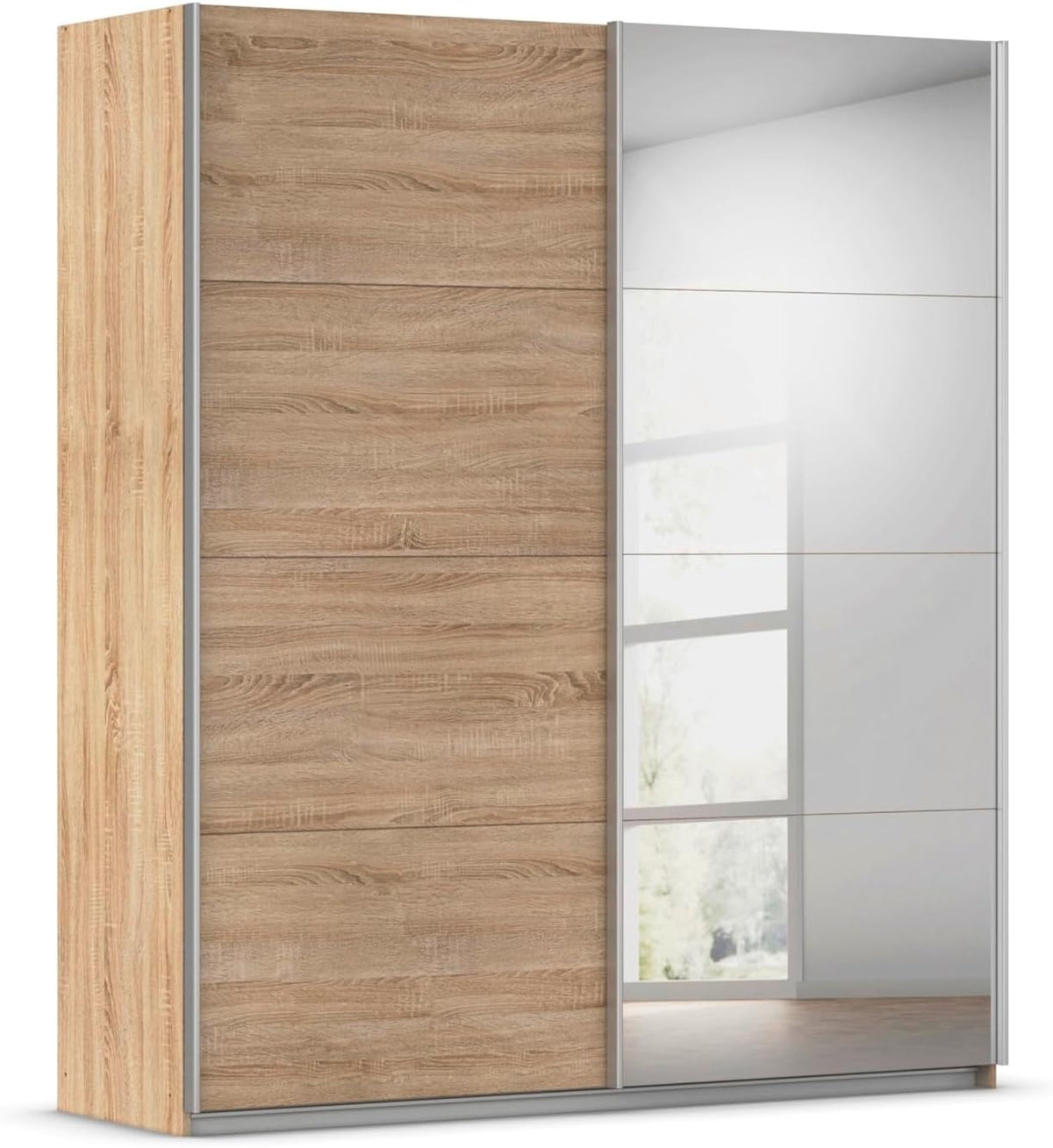 Rauch Möbel, Kleiderschrank, 181 cm, Eiche, QUADRA, Schwebetürenschrank, Farbe Sonoma, Breite