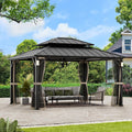 Modern Shade Outdoor Living Spaces, Pavillon, 3,6 m, Grau/Grün, 2 x mit Festem Doppeldach & 4 LED-Leuchten