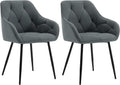 WOLTU, Esszimmerstühle, Dunkelgrau, 2er Set, für Esszimmer Wohnzimmer, ergonomische Küchenstühle gepolstert mit Armlehnen